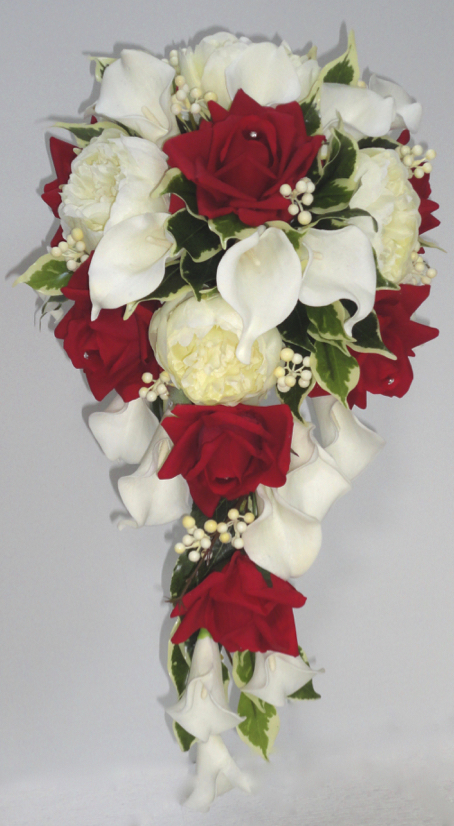 Fresh Touch Rose & Calla Lily Bridal Bouquet with Silk Peonies